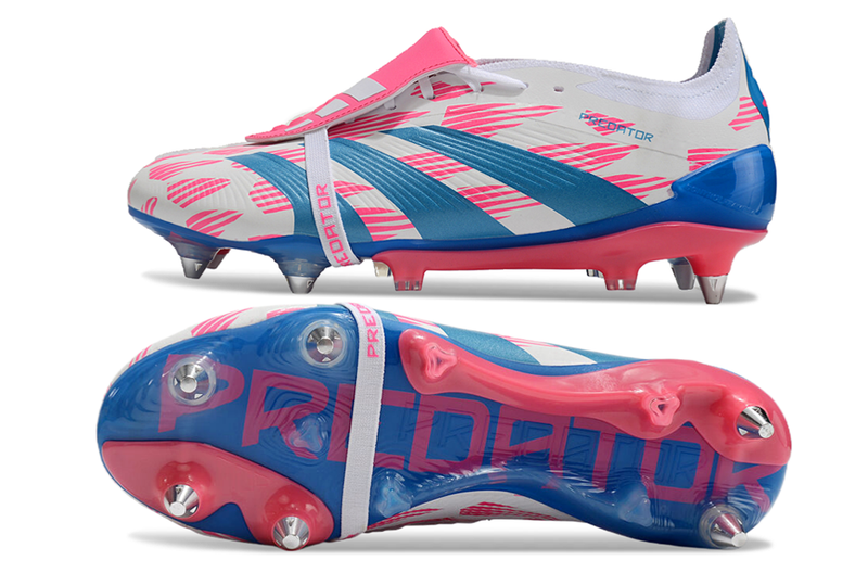 BOTA DE FUTBOL ADIDAS PREDATOR TONGUE SG ELITE - AZUL/ROSA